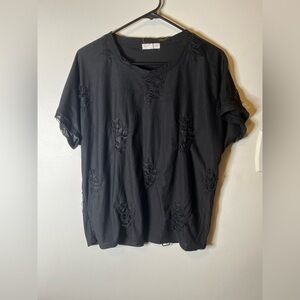 Black Distressed Socialite Tee